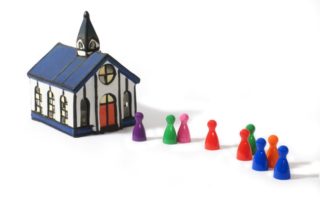 People going to church
