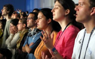 People worshiping at church