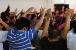 Hands raised  in worship