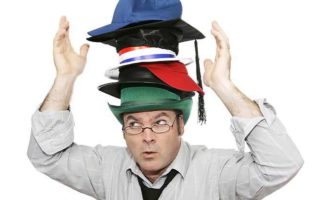 Man wearing many hats